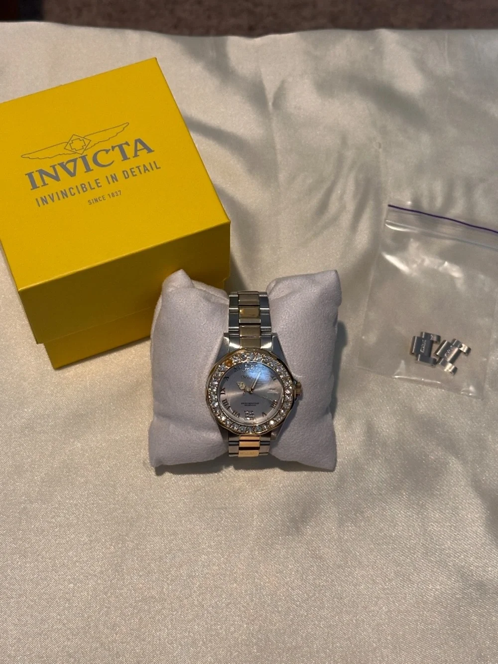 Invicta Angel 28481 Two Tone Crystal Watch Box Extra Links